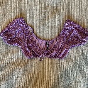 Motel Purple Floral Crop Top